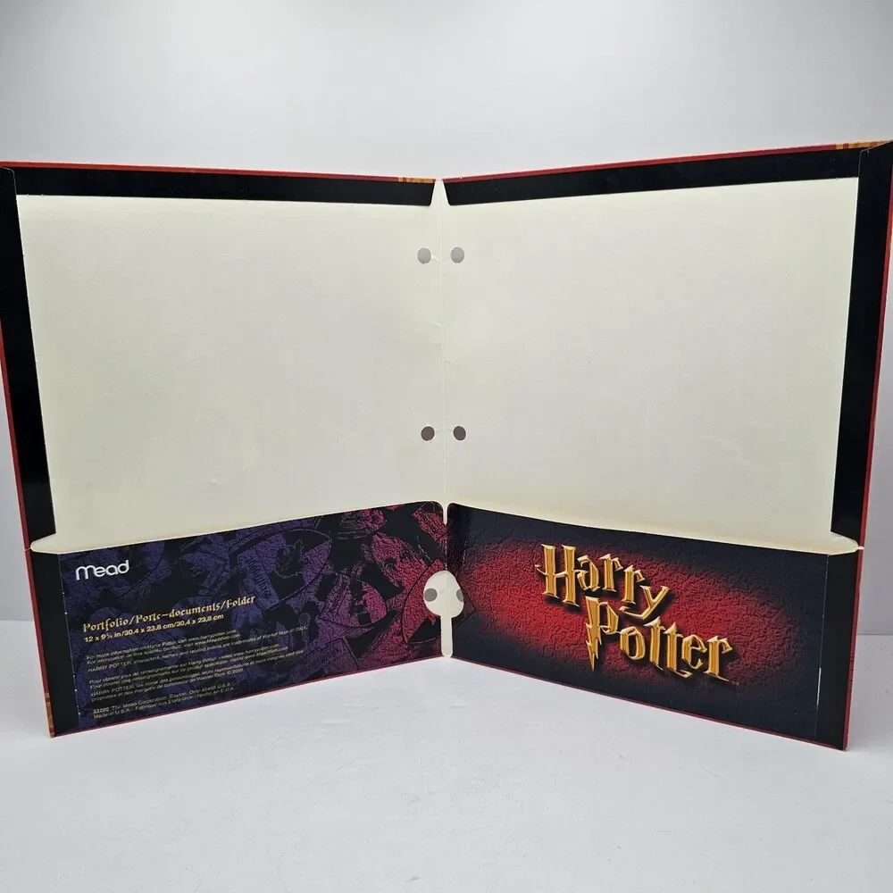 Vintage 2001 Harry Potter Quidditch Mead 2 Pocket Folder Portfolio 3 Hole Punch